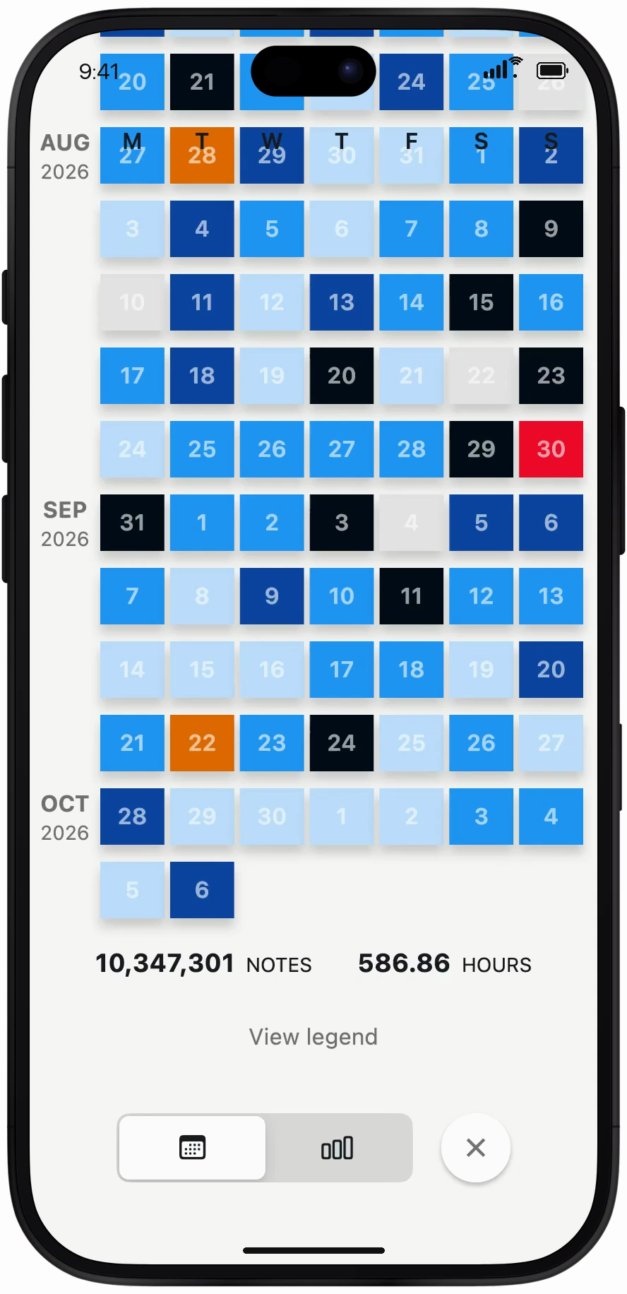 Video of playing statistics in the Jamcorder app